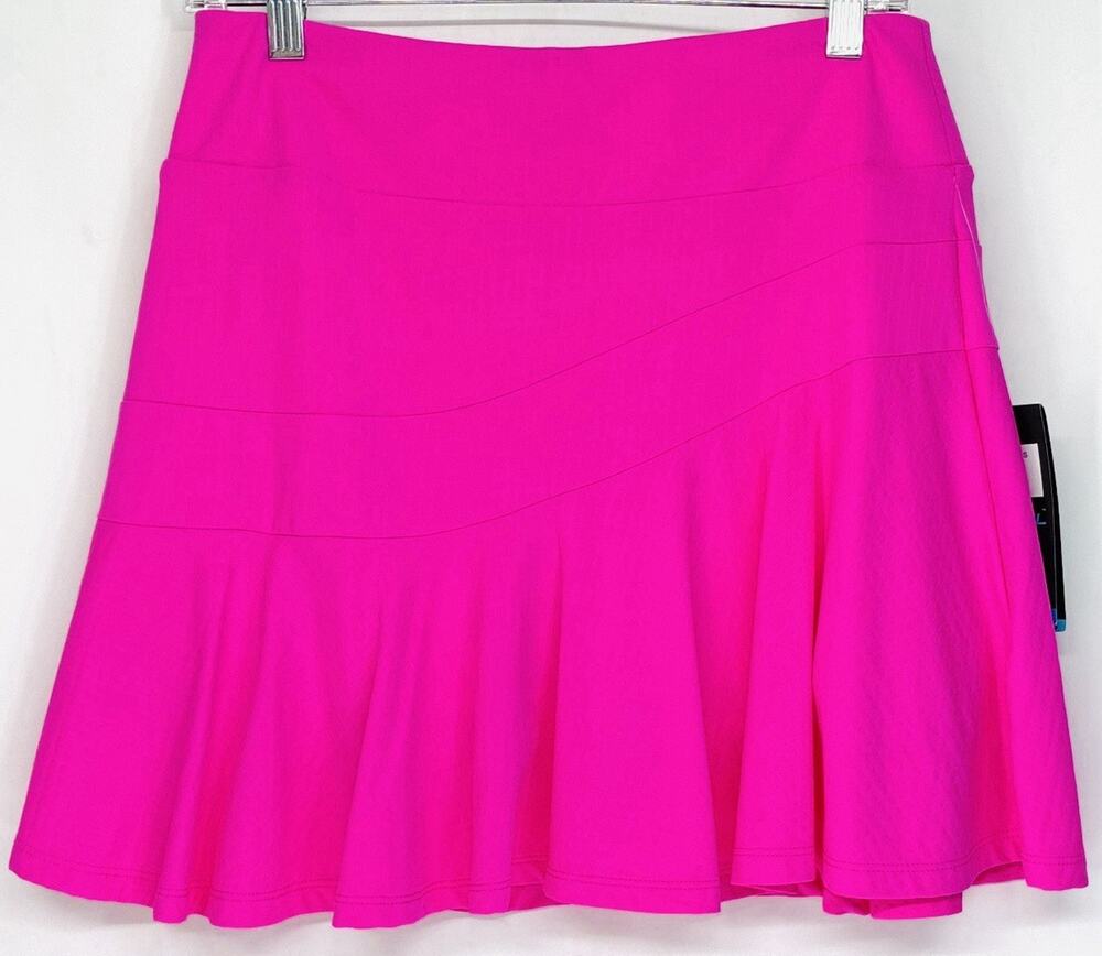 NWT Ibkul Solid Flounce Skort Hot Pink Sz S UPF 50+ Golf Pickleball Tennis